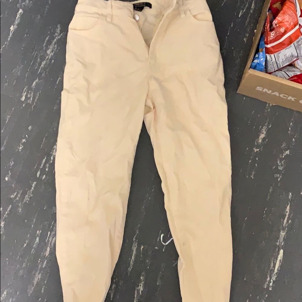 cream forever21 corduroy pants